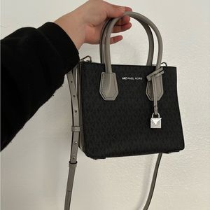 Michael Kors Mercer Medium Logo and Leather Accordion Crossbody Bag